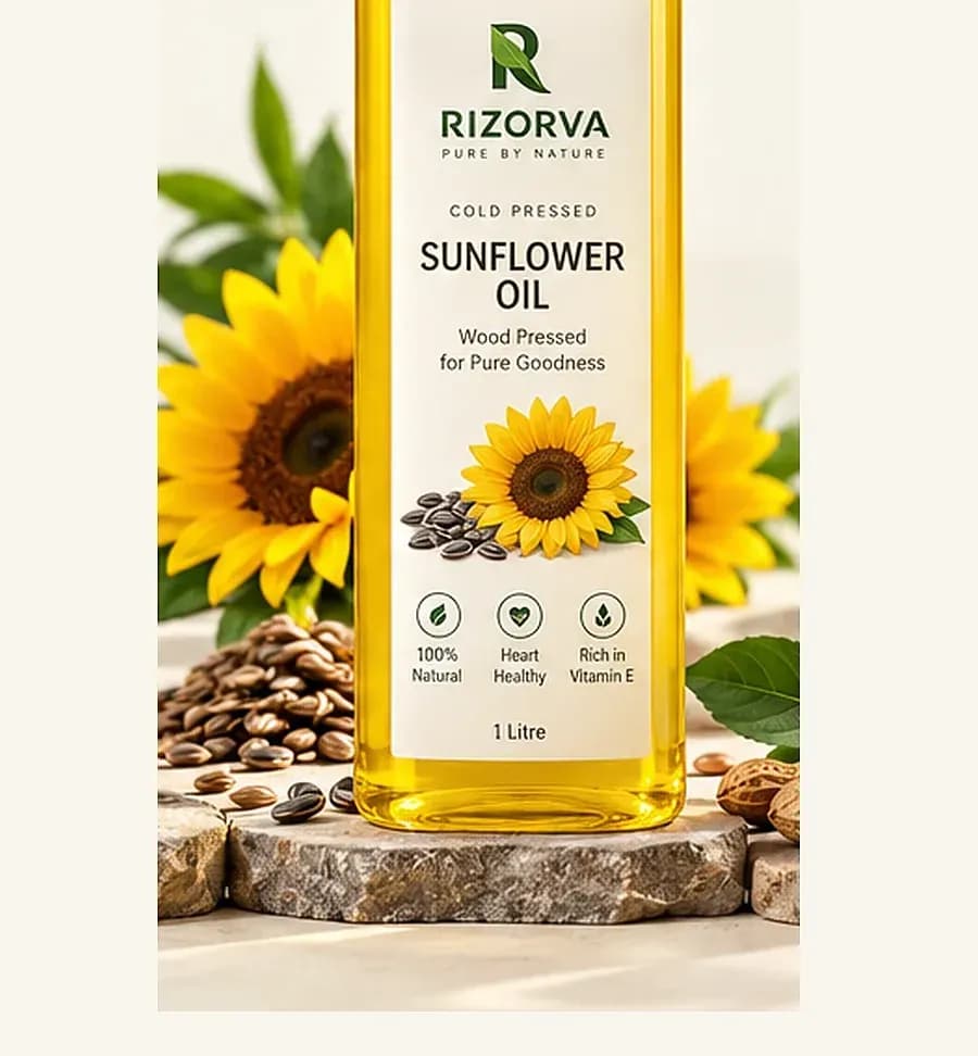 Rizorva cold pressed sunflower oil bottle