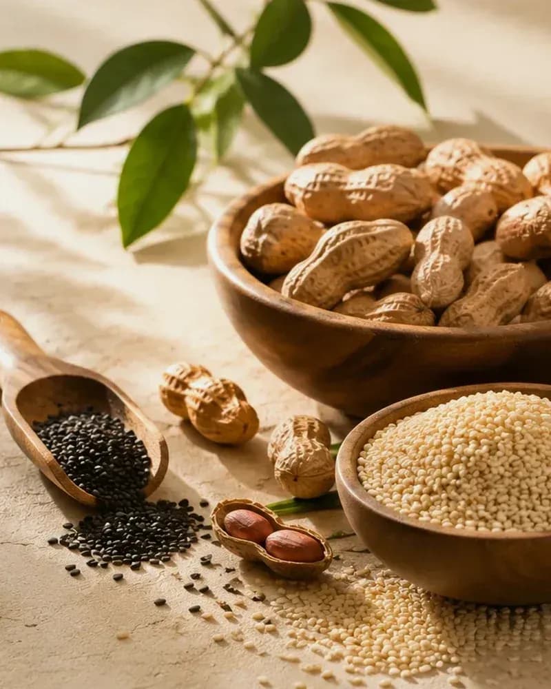 Seeds and nuts prepared for traditional cold pressed oil making